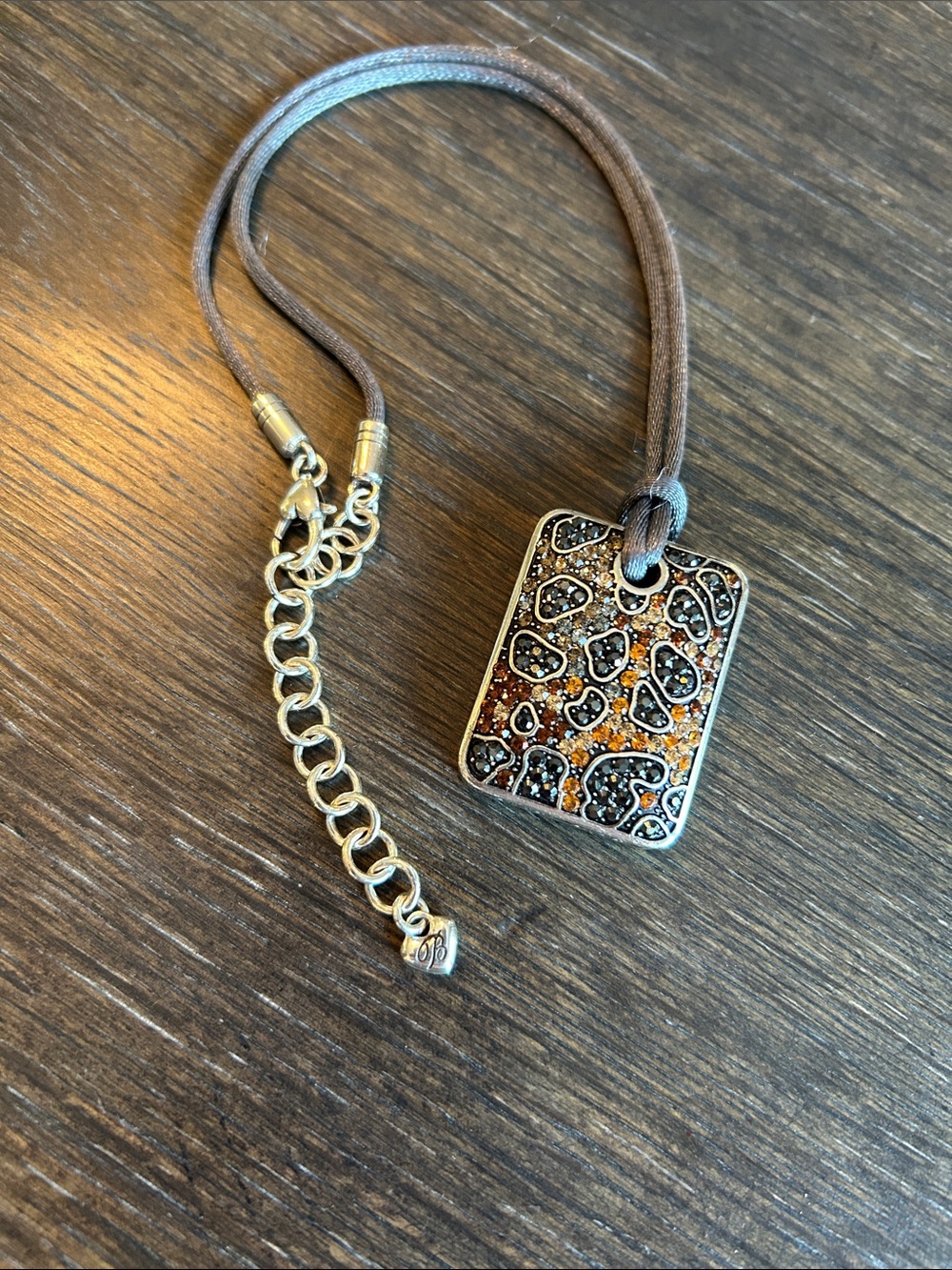 Brighton crystal Leopard Print Rectangle Pendant Necklace